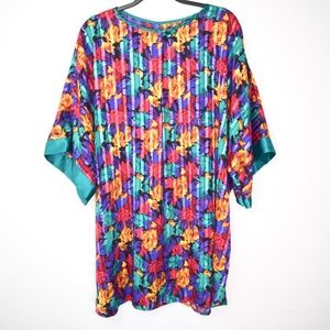 Vintage 1990s Oversized Sheer Floral T Shirt Dress